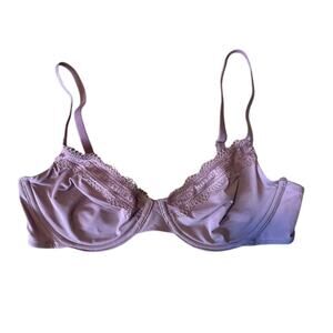 Tommy Hilfiger Unlined Bra Logo Lace Trim Soft Pink Mauve Wired Romantic 34C